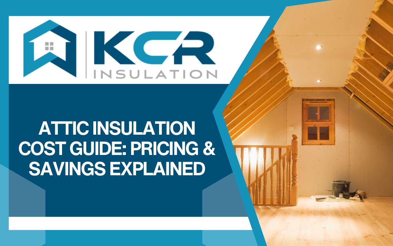 Technician installing attic insulation in a residential home