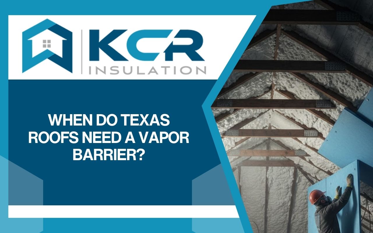 Vapor barrier installed in Texas roofs to reduce attic condensation and protect insulation.